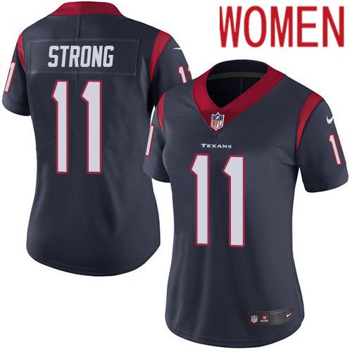 Women Houston Texans 11 Jaelen Strong Navy Blue Nike Vapor Limited NFL Jersey